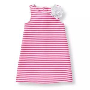 Janie and Jack Paradise Pink White Stripe Ponte Sleeveless Spring Dress 6